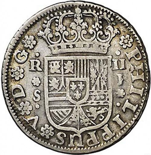2 Reales Obverse Image minted in SPAIN in 1737P (1700-46  -  FELIPE V)  - The Coin Database