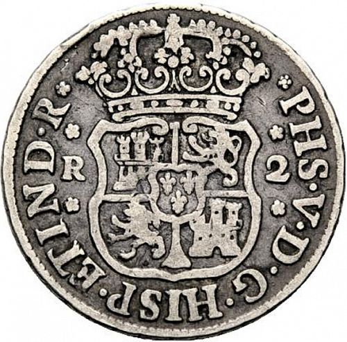 2 Reales Obverse Image minted in SPAIN in 1743M (1700-46  -  FELIPE V)  - The Coin Database