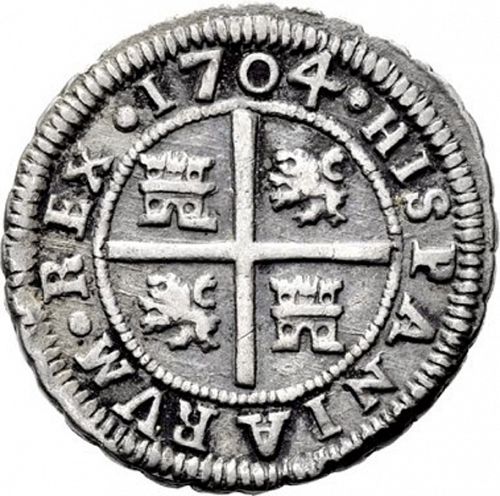 2 Reales Reverse Image minted in SPAIN in 1704P (1700-46  -  FELIPE V)  - The Coin Database
