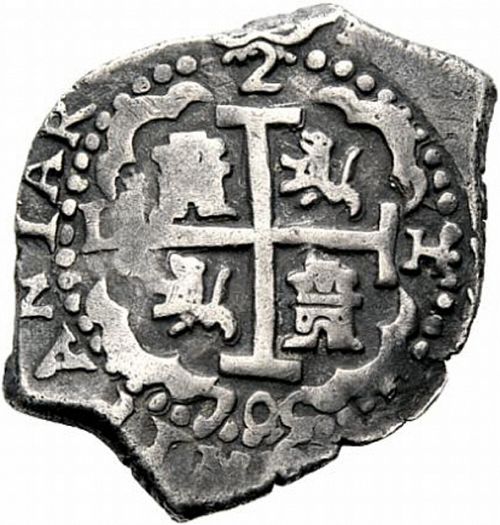 2 Reales Reverse Image minted in SPAIN in 1705H (1700-46  -  FELIPE V)  - The Coin Database