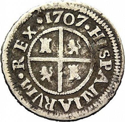 2 Reales Reverse Image minted in SPAIN in 1707M (1700-46  -  FELIPE V)  - The Coin Database