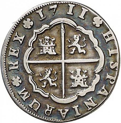 2 Reales Reverse Image minted in SPAIN in 1711J (1700-46  -  FELIPE V)  - The Coin Database