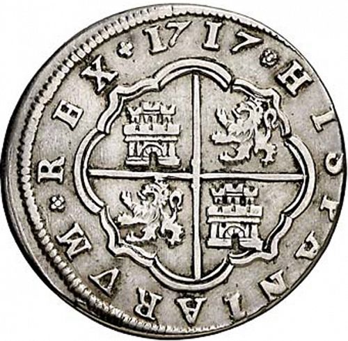 2 Reales Reverse Image minted in SPAIN in 1717J (1700-46  -  FELIPE V)  - The Coin Database