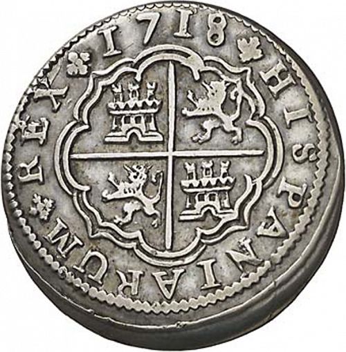 2 Reales Reverse Image minted in SPAIN in 1718JJ (1700-46  -  FELIPE V)  - The Coin Database