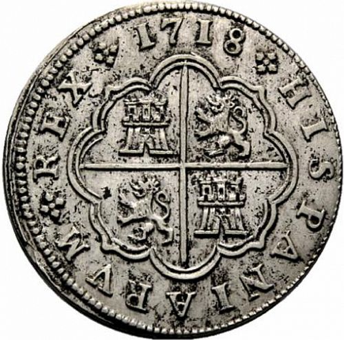 2 Reales Reverse Image minted in SPAIN in 1718J (1700-46  -  FELIPE V)  - The Coin Database