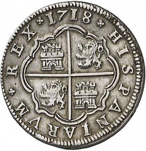 2 Reales Reverse Image minted in SPAIN in 1718J (1700-46  -  FELIPE V)  - The Coin Database