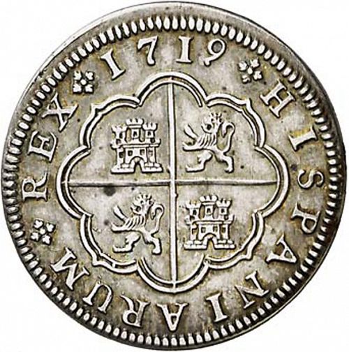 2 Reales Reverse Image minted in SPAIN in 1719F (1700-46  -  FELIPE V)  - The Coin Database