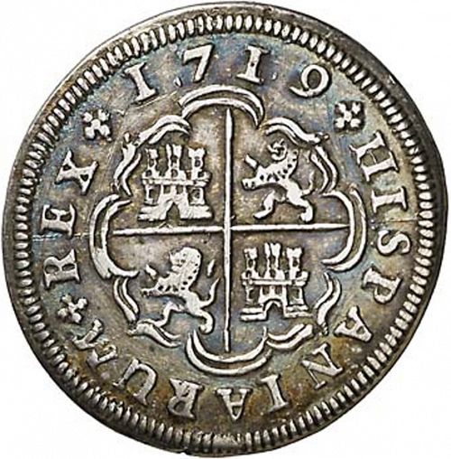 2 Reales Reverse Image minted in SPAIN in 1719J (1700-46  -  FELIPE V)  - The Coin Database