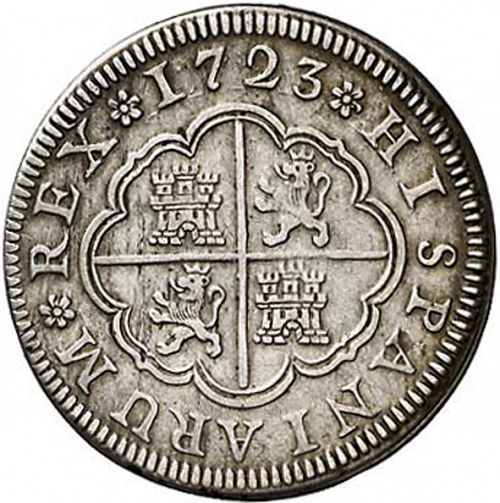 2 Reales Reverse Image minted in SPAIN in 1723F (1700-46  -  FELIPE V)  - The Coin Database