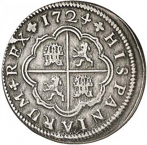 2 Reales Reverse Image minted in SPAIN in 1724J (1700-46  -  FELIPE V)  - The Coin Database
