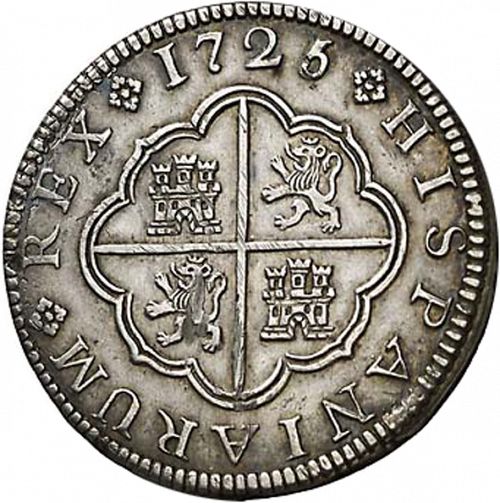 2 Reales Reverse Image minted in SPAIN in 1725JJ (1700-46  -  FELIPE V)  - The Coin Database