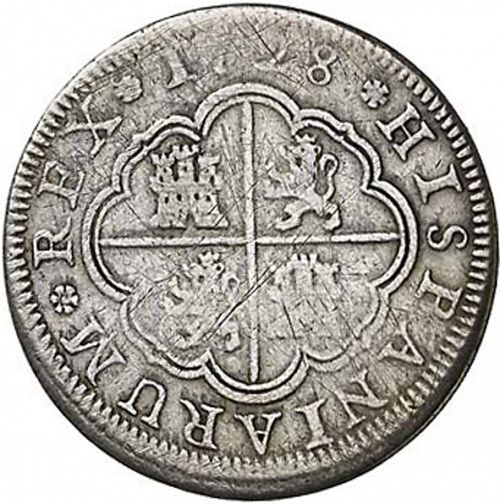 2 Reales Reverse Image minted in SPAIN in 1728F (1700-46  -  FELIPE V)  - The Coin Database