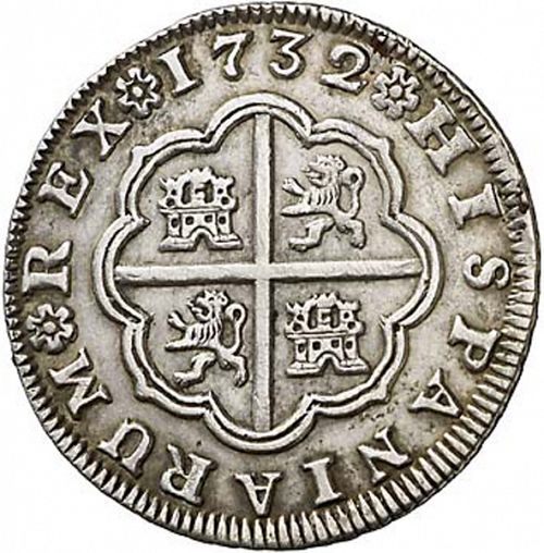 2 Reales Reverse Image minted in SPAIN in 1732PA (1700-46  -  FELIPE V)  - The Coin Database