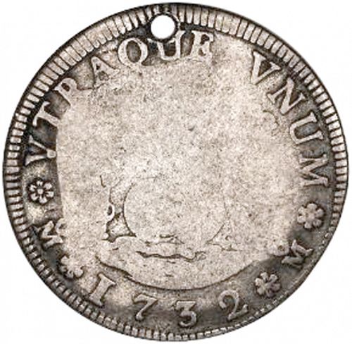 2 Reales Reverse Image minted in SPAIN in 1732 (1700-46  -  FELIPE V)  - The Coin Database