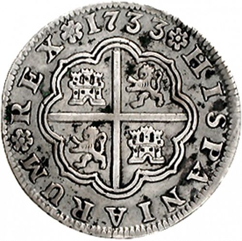 2 Reales Reverse Image minted in SPAIN in 1733PA (1700-46  -  FELIPE V)  - The Coin Database