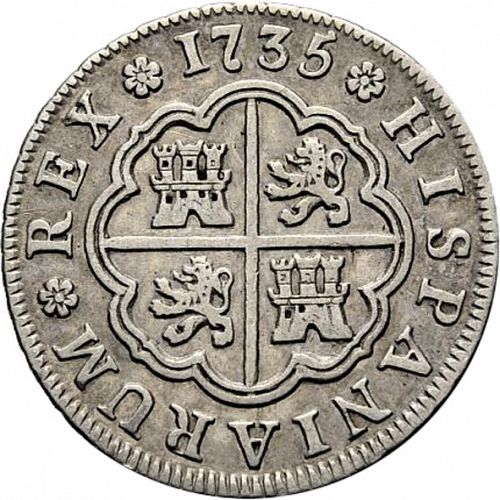2 Reales Reverse Image minted in SPAIN in 1735JF (1700-46  -  FELIPE V)  - The Coin Database
