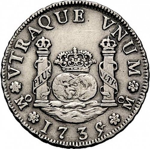 2 Reales Reverse Image minted in SPAIN in 1735MF (1700-46  -  FELIPE V)  - The Coin Database