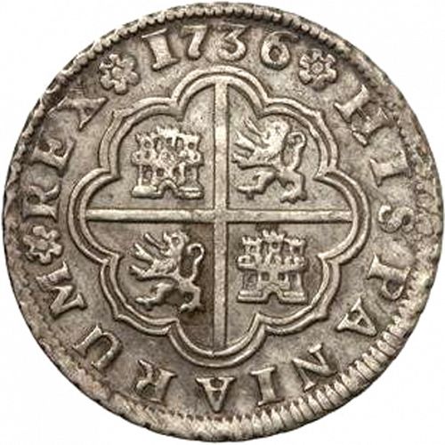 2 Reales Reverse Image minted in SPAIN in 1736AP (1700-46  -  FELIPE V)  - The Coin Database