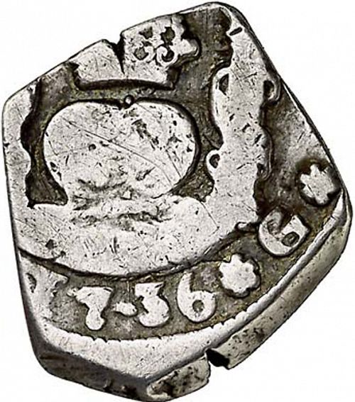 2 Reales Reverse Image minted in SPAIN in 1736J (1700-46  -  FELIPE V)  - The Coin Database