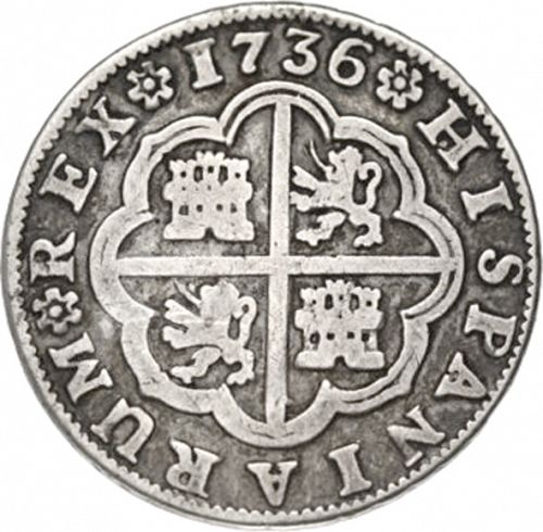 2 Reales Reverse Image minted in SPAIN in 1736PA (1700-46  -  FELIPE V)  - The Coin Database