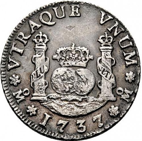 2 Reales Reverse Image minted in SPAIN in 1737MF (1700-46  -  FELIPE V)  - The Coin Database