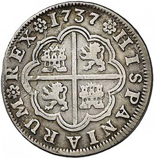 2 Reales Reverse Image minted in SPAIN in 1737P (1700-46  -  FELIPE V)  - The Coin Database