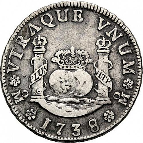 2 Reales Reverse Image minted in SPAIN in 1738MF (1700-46  -  FELIPE V)  - The Coin Database