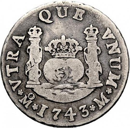 2 Reales Reverse Image minted in SPAIN in 1743M (1700-46  -  FELIPE V)  - The Coin Database