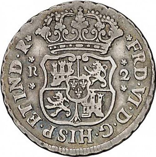 2 Reales Obverse Image minted in SPAIN in 1748M (1746-59  -  FERNANDO VI)  - The Coin Database