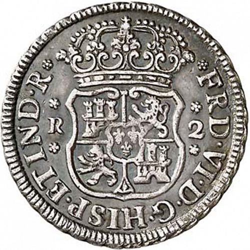 2 Reales Obverse Image minted in SPAIN in 1754M (1746-59  -  FERNANDO VI)  - The Coin Database