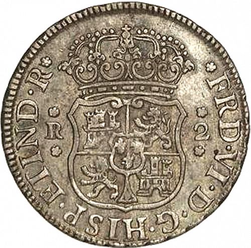 2 Reales Obverse Image minted in SPAIN in 1755JM (1746-59  -  FERNANDO VI)  - The Coin Database