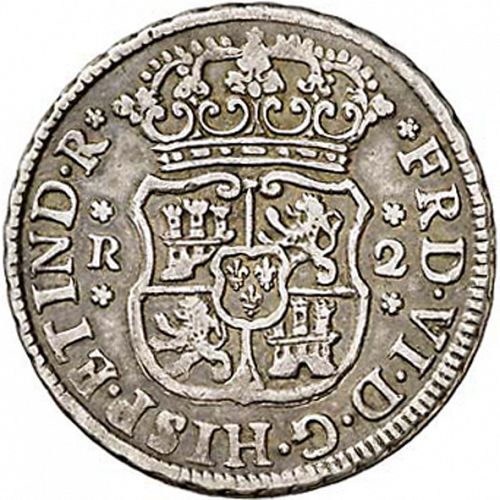 2 Reales Obverse Image minted in SPAIN in 1755M (1746-59  -  FERNANDO VI)  - The Coin Database
