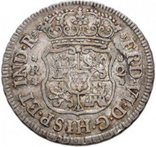 2 Reales Obverse Image minted in SPAIN in 1757M (1746-59  -  FERNANDO VI)  - The Coin Database