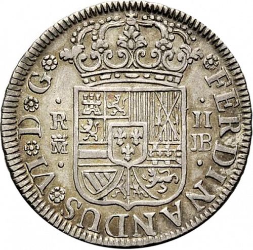 2 Reales Obverse Image minted in SPAIN in 1758JB (1746-59  -  FERNANDO VI)  - The Coin Database