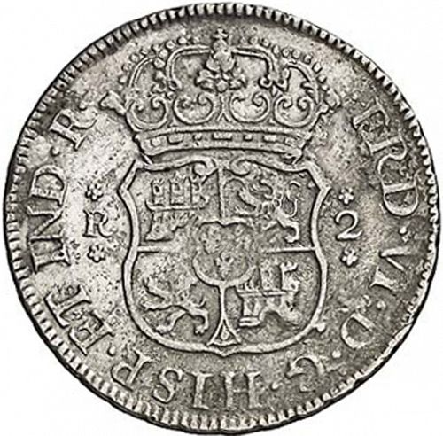 2 Reales Obverse Image minted in SPAIN in 1759JM (1746-59  -  FERNANDO VI)  - The Coin Database