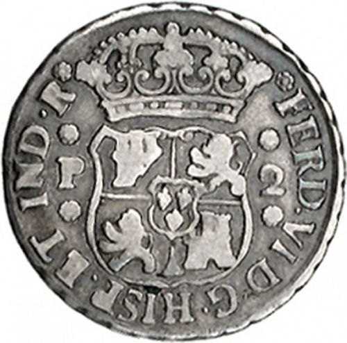 2 Reales Obverse Image minted in SPAIN in 1759P (1746-59  -  FERNANDO VI)  - The Coin Database