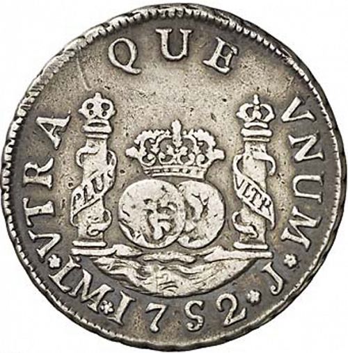 2 Reales Reverse Image minted in SPAIN in 1752J (1746-59  -  FERNANDO VI)  - The Coin Database