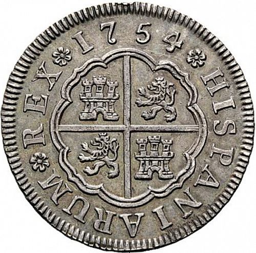 2 Reales Reverse Image minted in SPAIN in 1754JB (1746-59  -  FERNANDO VI)  - The Coin Database