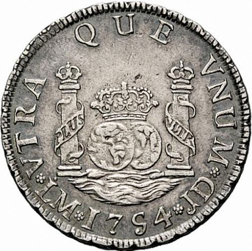 2 Reales Reverse Image minted in SPAIN in 1754JD (1746-59  -  FERNANDO VI)  - The Coin Database