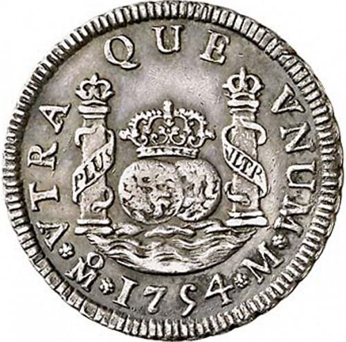 2 Reales Reverse Image minted in SPAIN in 1754M (1746-59  -  FERNANDO VI)  - The Coin Database