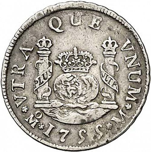 2 Reales Reverse Image minted in SPAIN in 1755M (1746-59  -  FERNANDO VI)  - The Coin Database