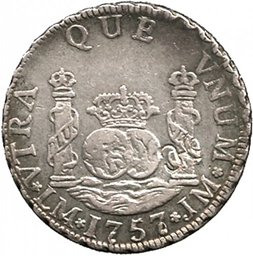 2 Reales Reverse Image minted in SPAIN in 1757JM (1746-59  -  FERNANDO VI)  - The Coin Database