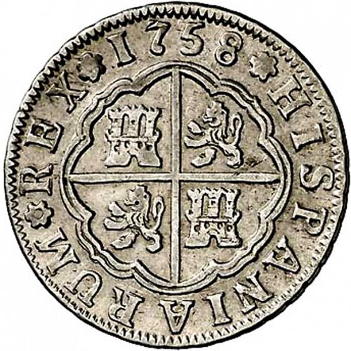 2 Reales Reverse Image minted in SPAIN in 1758JV (1746-59  -  FERNANDO VI)  - The Coin Database