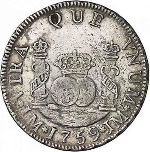 2 Reales Reverse Image minted in SPAIN in 1759JM (1746-59  -  FERNANDO VI)  - The Coin Database