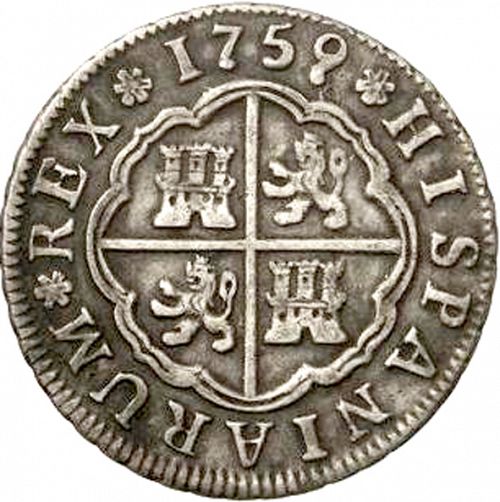 2 Reales Reverse Image minted in SPAIN in 1759JV (1746-59  -  FERNANDO VI)  - The Coin Database