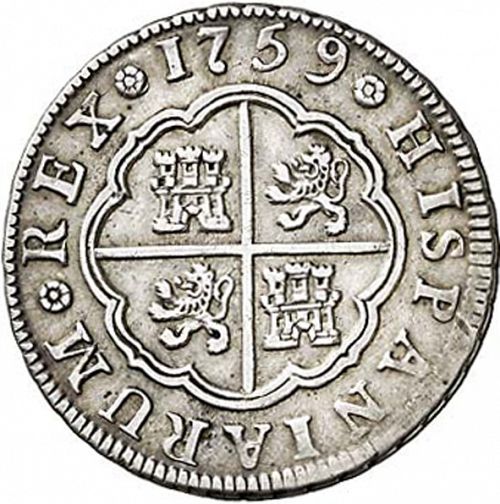 2 Reales Reverse Image minted in SPAIN in 1759J (1746-59  -  FERNANDO VI)  - The Coin Database