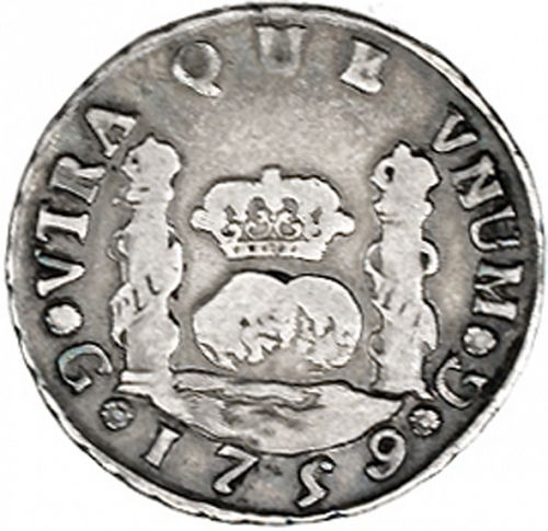 2 Reales Reverse Image minted in SPAIN in 1759P (1746-59  -  FERNANDO VI)  - The Coin Database