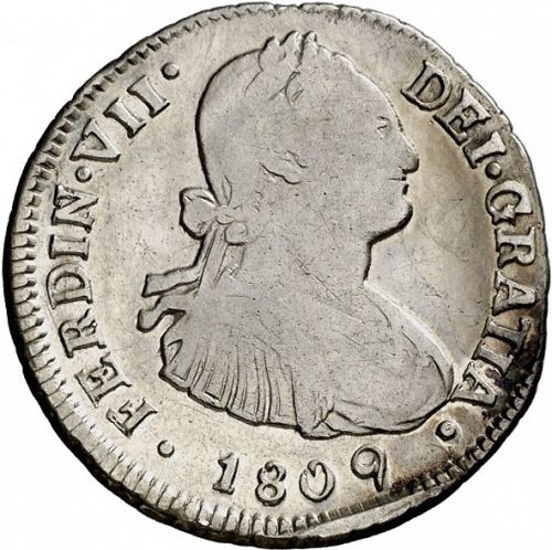 2 Reales Obverse Image minted in SPAIN in 1809FJ (1808-33  -  FERNANDO VII)  - The Coin Database