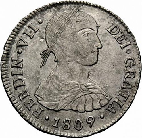 2 Reales Obverse Image minted in SPAIN in 1809JP (1808-33  -  FERNANDO VII)  - The Coin Database