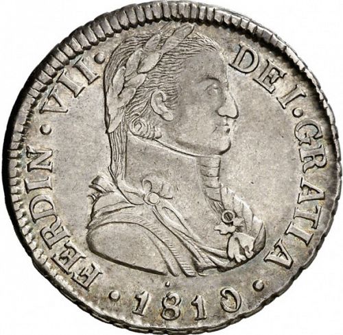 2 Reales Obverse Image minted in SPAIN in 1810FJ (1808-33  -  FERNANDO VII)  - The Coin Database